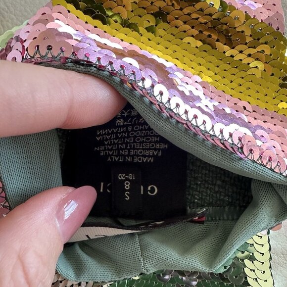 NWT GUCCI Webright Sequin Embellished Multicolor Socks in Aqua Pink $520 size S - Picture 5 of 9